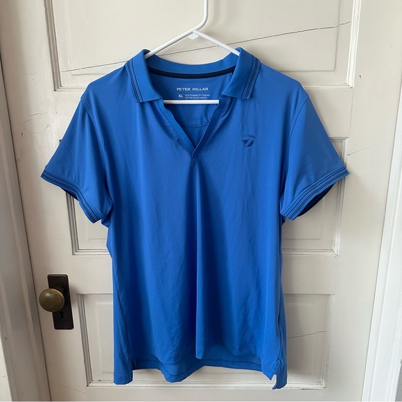 NWT Peter Millar Betty Drop V Polo Abaco Blue Navy UPF 50+ Sun Protection XL - Picture 2 of 8